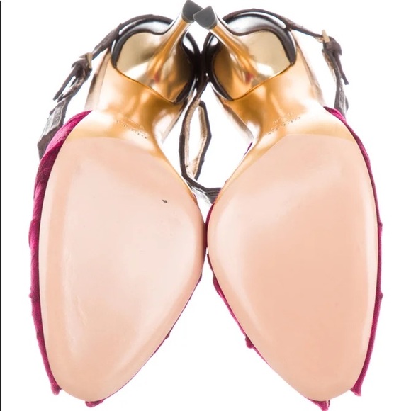 Gucci Tom Ford Rare Velvet Crocodile Trim Slides - Picture 4 of 5